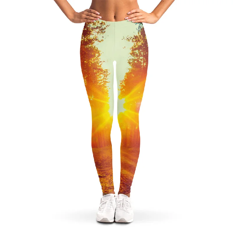 Sunrise Forest Print Women's Leggings Comfortable Bootcut Workout Leggings