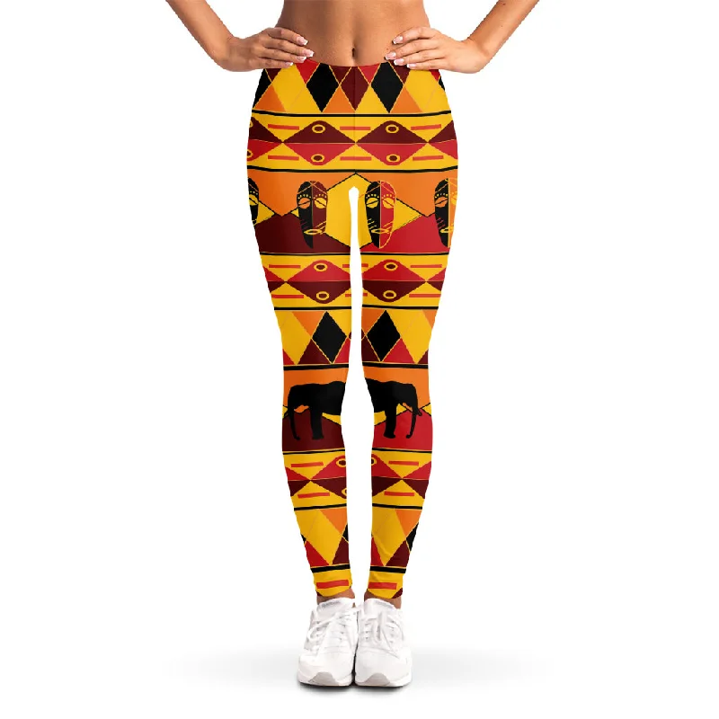 Sunset African Tribal Pattern Print Women's Leggings Fashionable High-Rise Leggings