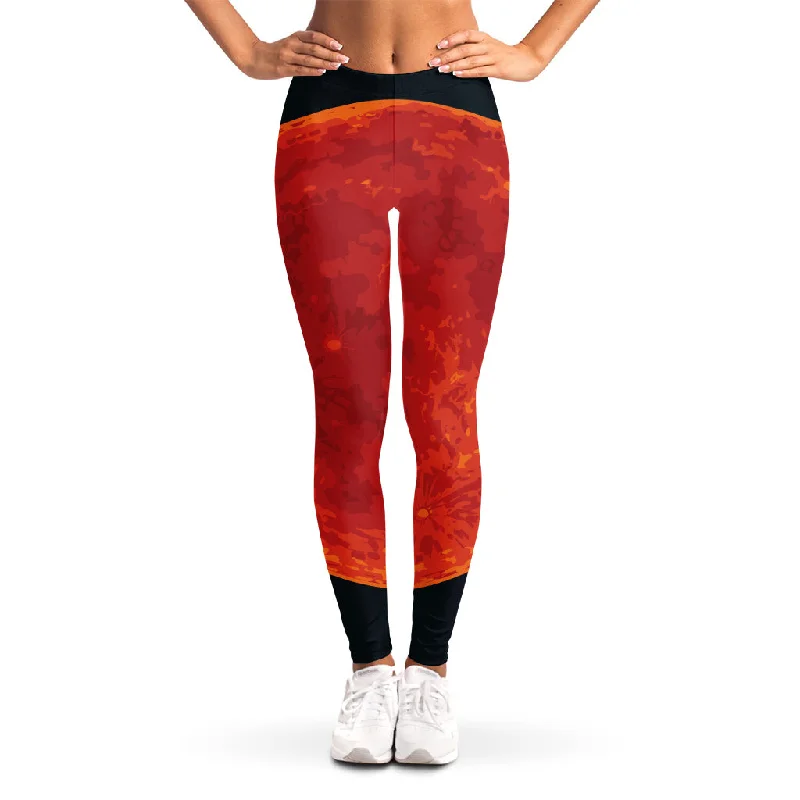 Super Blood Moon Lunar Eclipse Print Women's Leggings Trendy Sports Performance Leggings