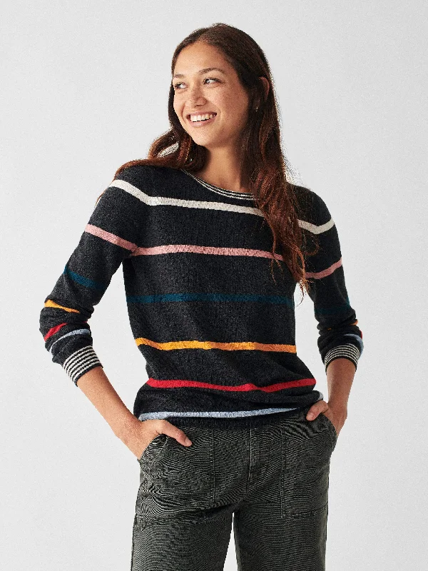 Surf Sweater - Multi Ski Stripe Zippered Buttoned Snapped