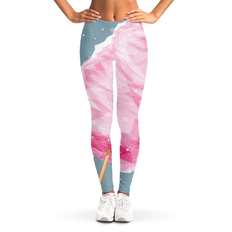 Sweet Cotton Candy Print Women's Leggings Comfortable Fleece-Lined Leggings