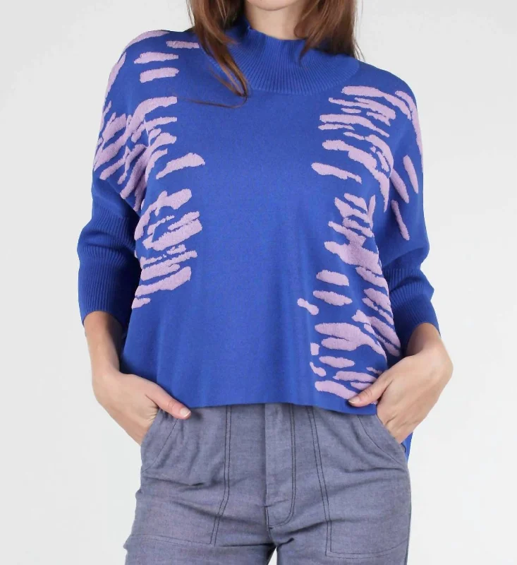 Targa Sweater In Blue/lavender Jersey Fabric Tulle Fabric Batik Fabric