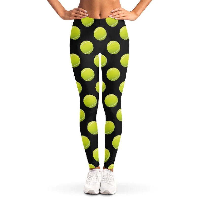 Tennis Balls Pattern Print Women's Leggings Elegant Metallic Leggings