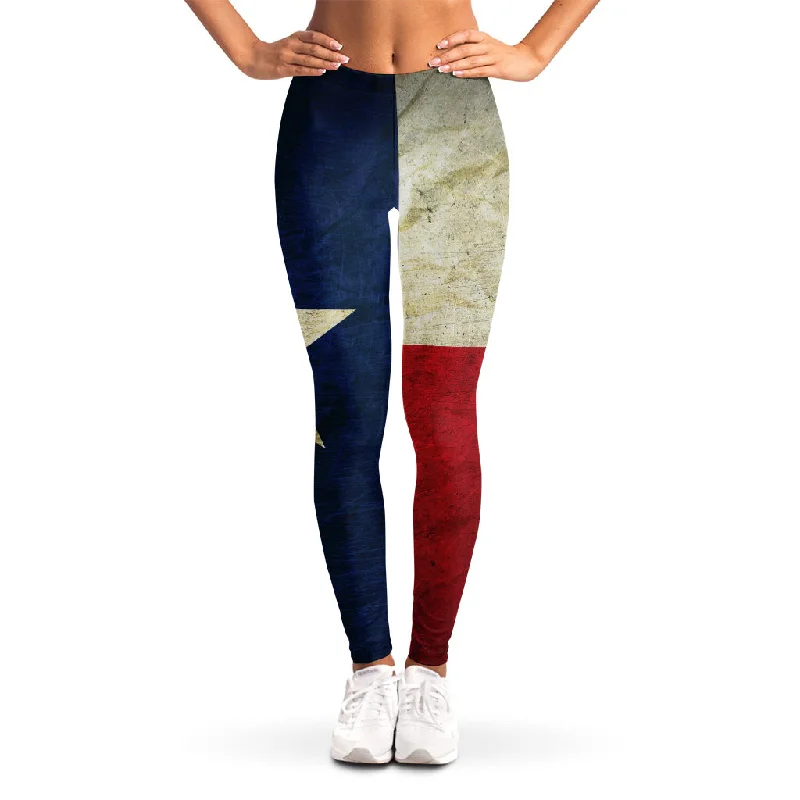 Texas Flag Print Women's Leggings Cozy Ribbed Leggings