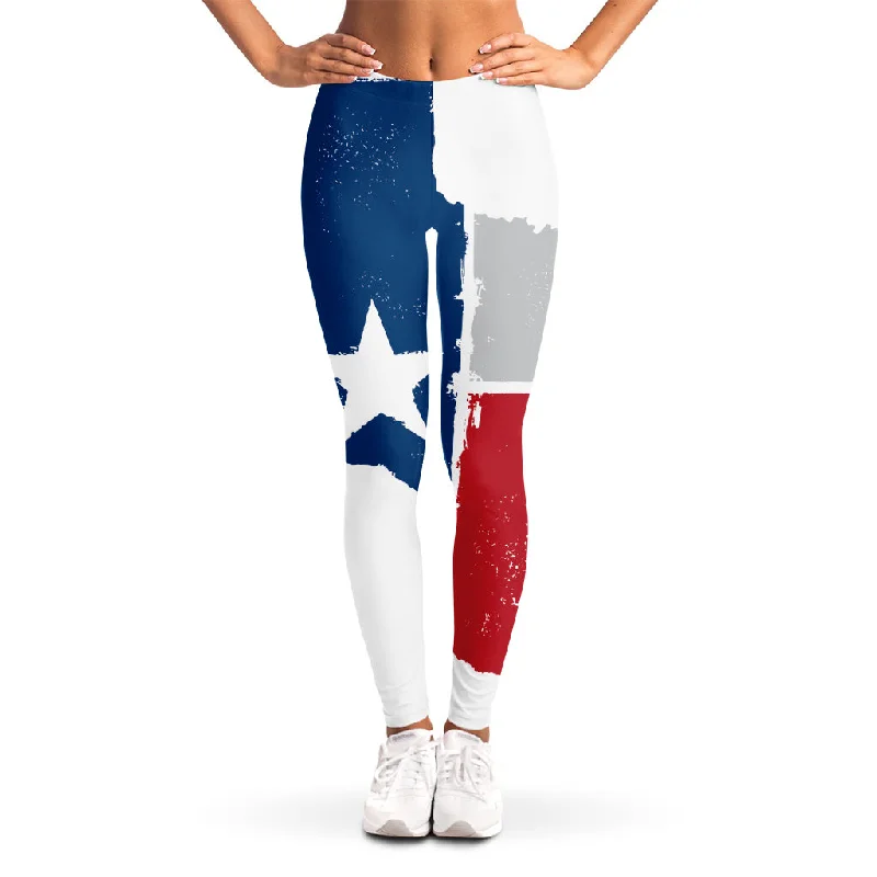 Texas State Flag Print Women's Leggings Fashionable Lacy Detail Leggings