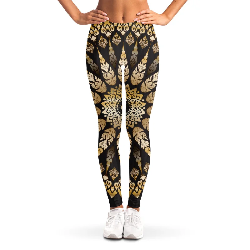 Thai Mandala Print Women's Leggings Elegant Velvet Leggings