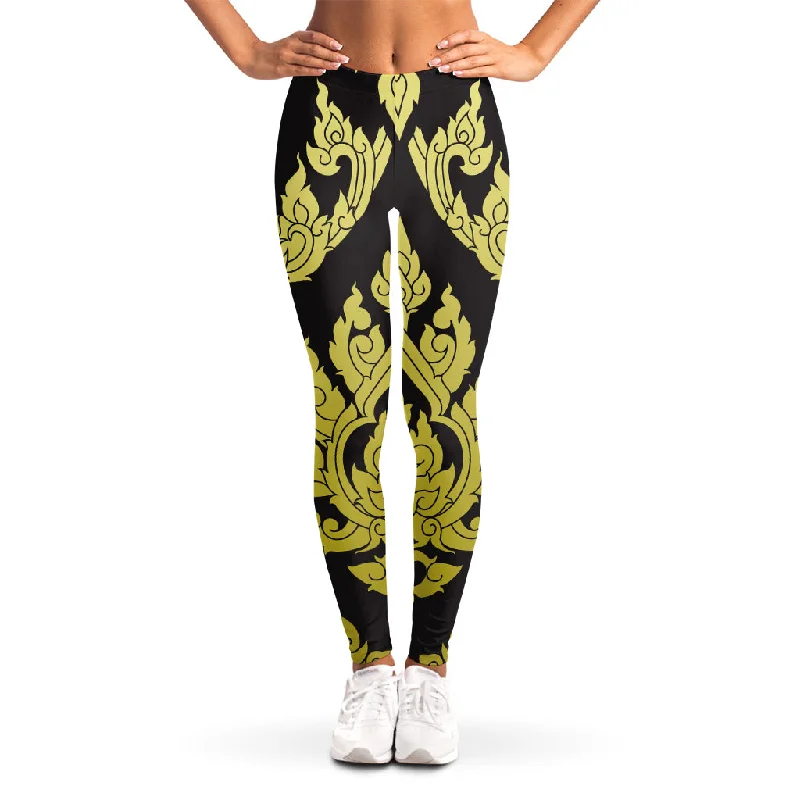 Thai Ornament Pattern Print Women's Leggings Chic Workout Leggings