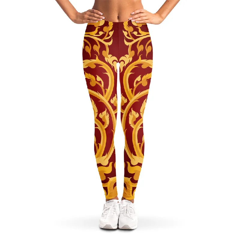 Thai Winding Vines Pattern Print Women's Leggings Comfortable Stretch Leggings