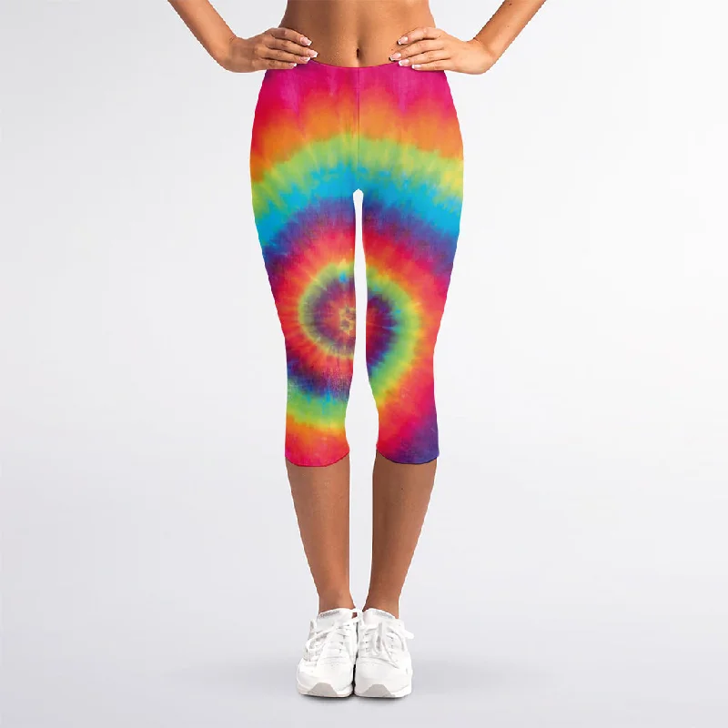 Tie Dye Print Women's Capri Leggings Cozy Warmth Leggings