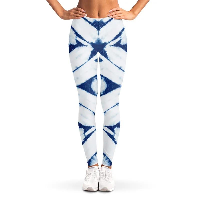 Tie Dye Shibori Pattern Print Women's Leggings Comfortable Ribbed Sports Leggings