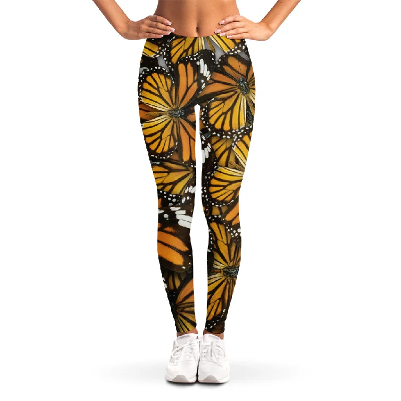 Tiger Monarch Butterfly Pattern Print Women's Leggings Trendy Seamless Sports Leggings