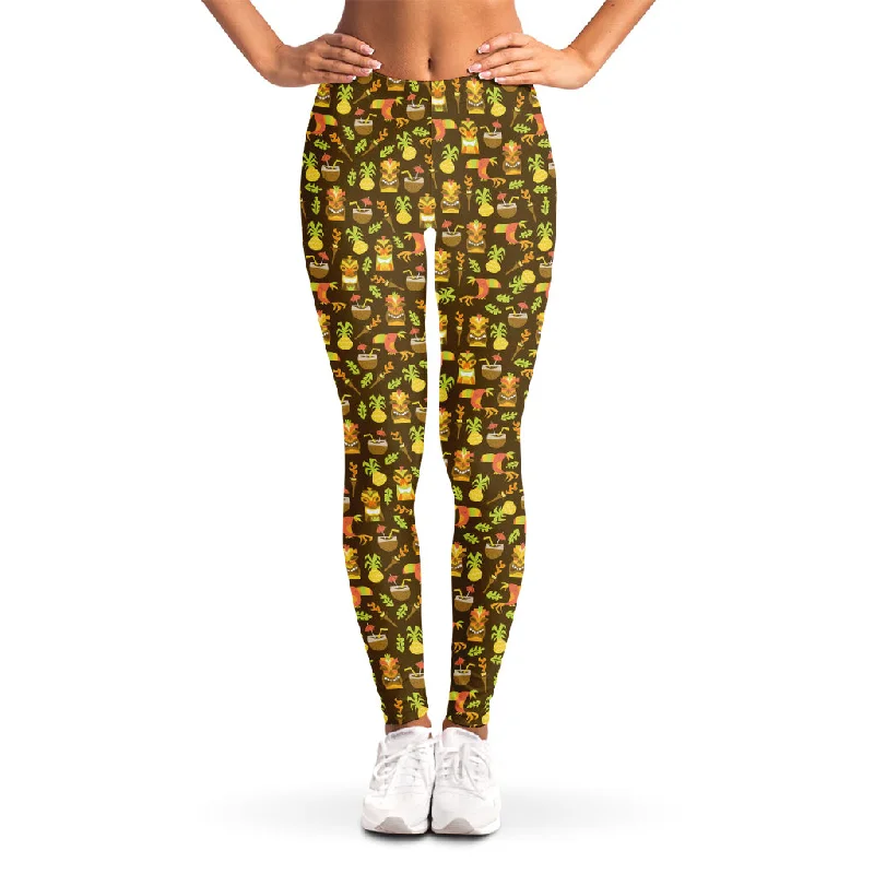 Tiki Luau Pattern Print Women's Leggings Stylish Sporty Performance Leggings