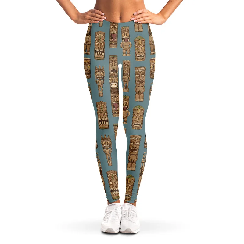 Tiki Totem Pattern Print Women's Leggings Fashionable Stretchy Fit Leggings