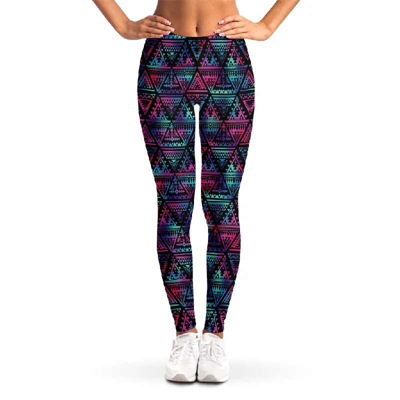 Triangle Ethnic Navajo Pattern Print Women's Leggings Stylish Athletic Wear Leggings