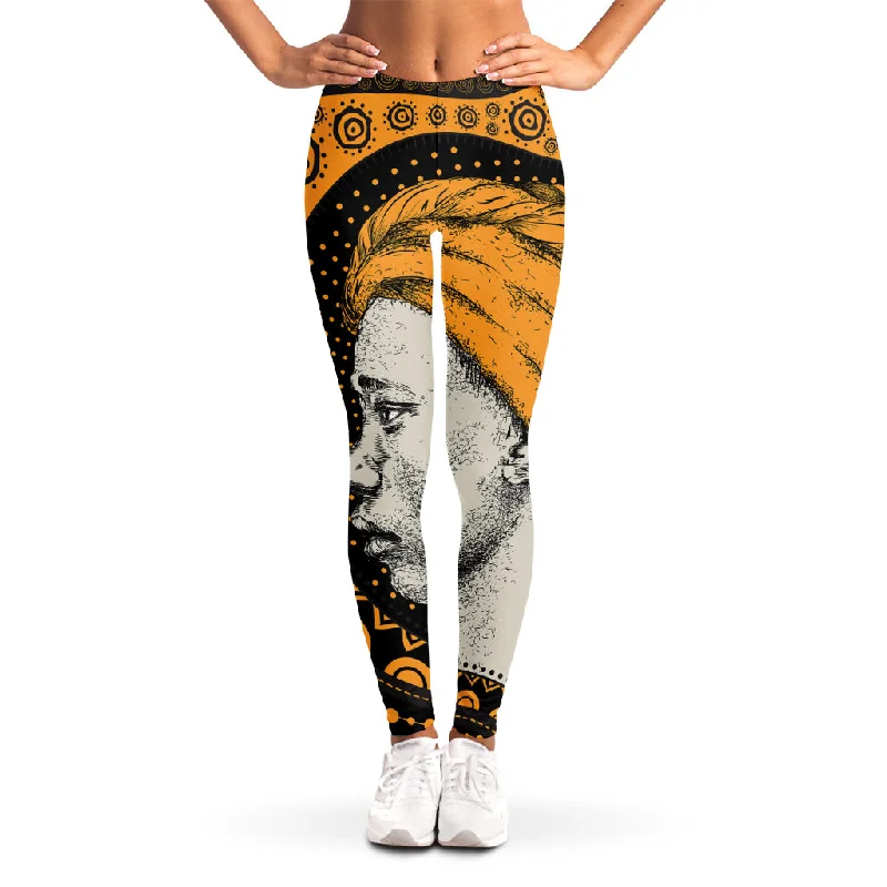 Tribal African Girl Print Women's Leggings Fashionable Plus-Size Activewear