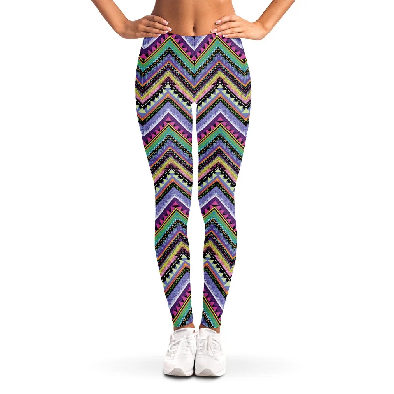 Tribal Aztec Hippie Pattern Print Women's Leggings Elegant Textured Leggings