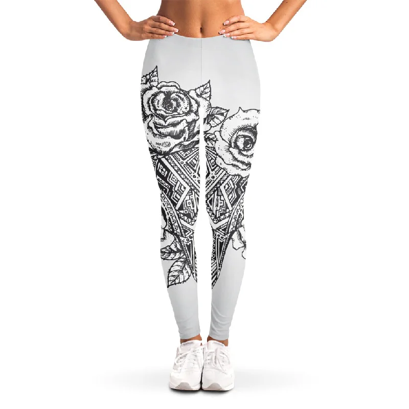 Tribal Indian Bull Skull Print Women's Leggings Comfortable Classic Yoga Leggings