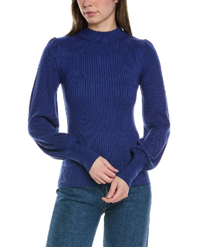 Trina Turk Collins Sweater Turtle Neck Boat Neck Asymmetrical Neck