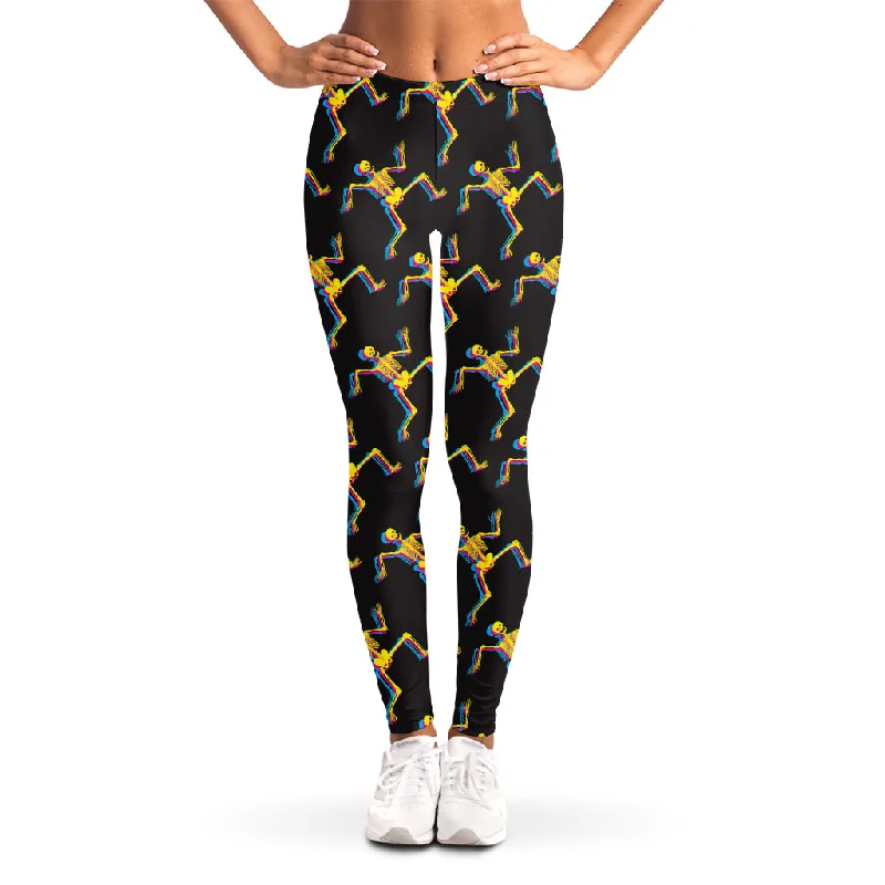 Trippy Dancing Skeleton Pattern Print Women's Leggings Comfortable Bootcut Workout Leggings