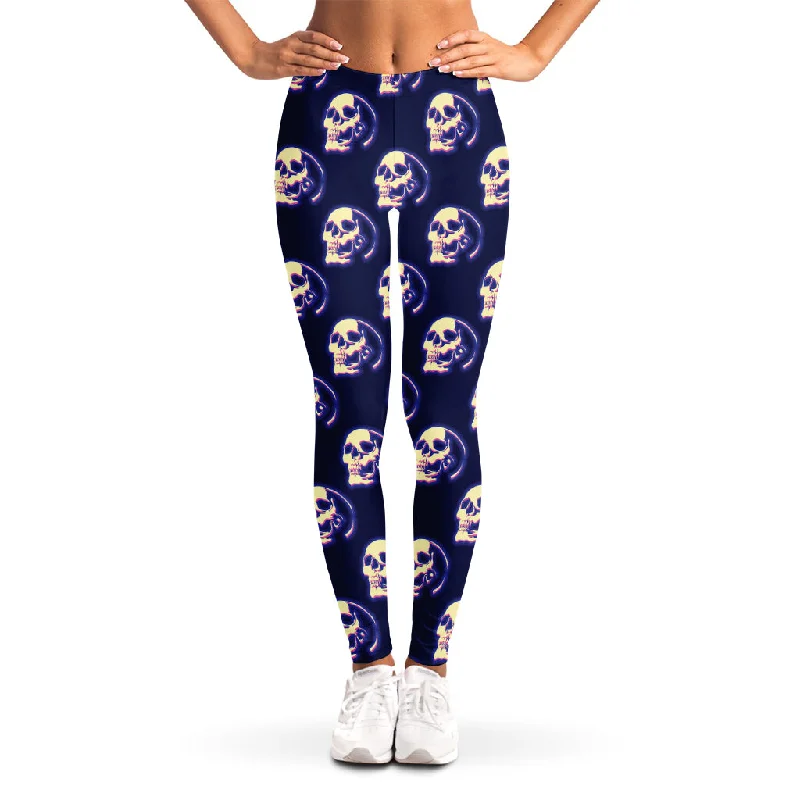 Trippy Skull Pattern Print Women's Leggings Comfortable Workout Fitness Leggings