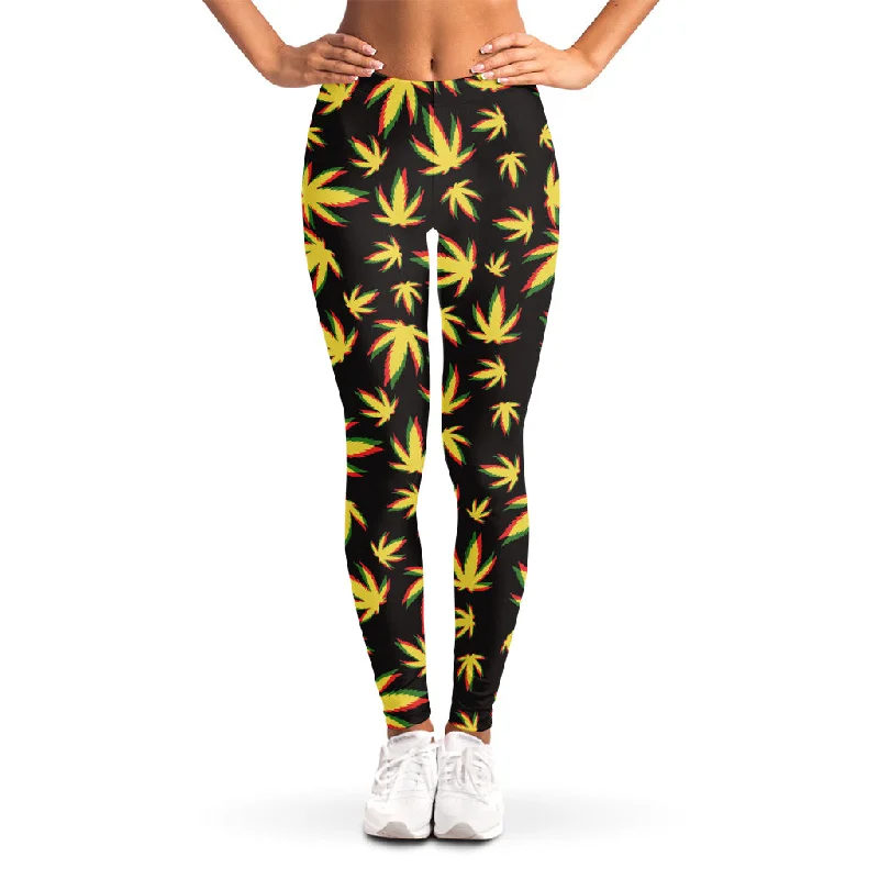 Trippy Weed Leaf Pattern Print Women's Leggings Comfortable Plus Size Leggings