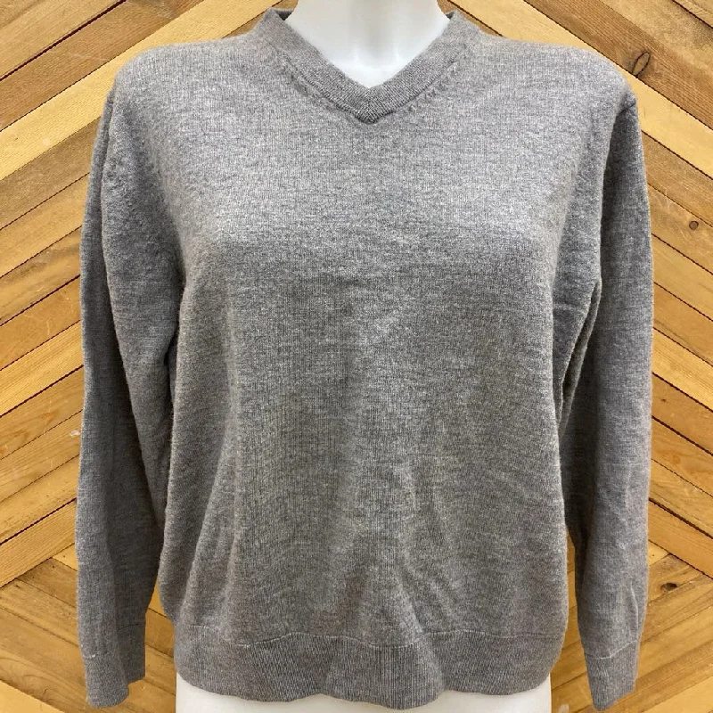 Turnbury - Women's V-Neck Merino Wool Sweater : Grey-women-XL Iron Safe Non-Iron Wrinkle Free