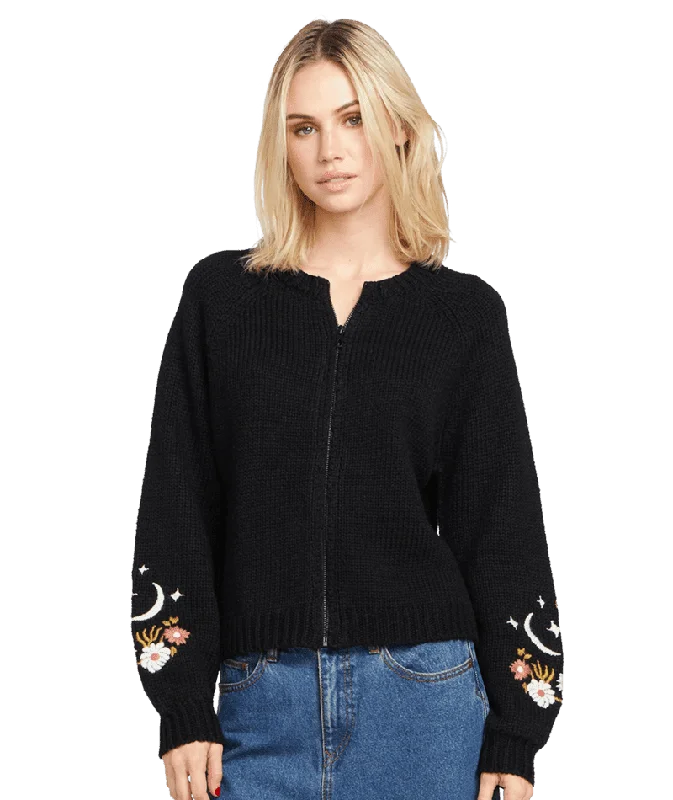 VOLCOM Women's Pop Fatale Sweater Black Layered Multi-layer Single Layer