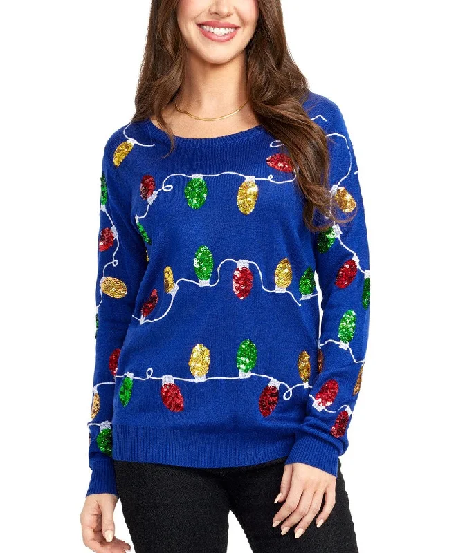 Women's Christmas Lights Ugly Christmas Sweater Plaid Sweater Polka Dot Checkered