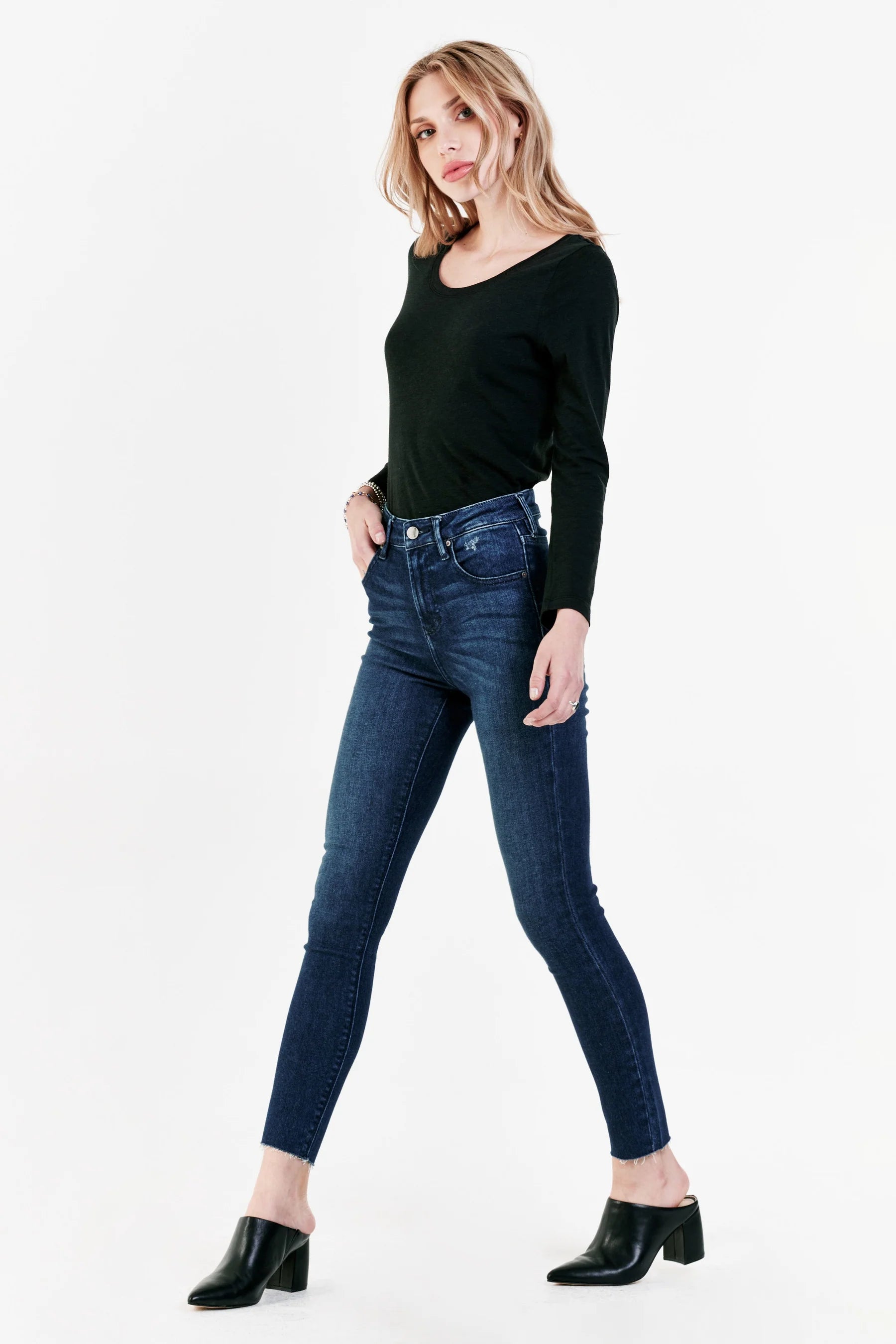 Dear John Denim Olivia Super High Rise Ankle Skinny Jeans West Point Chic Dark-Wash Skinny Jeans