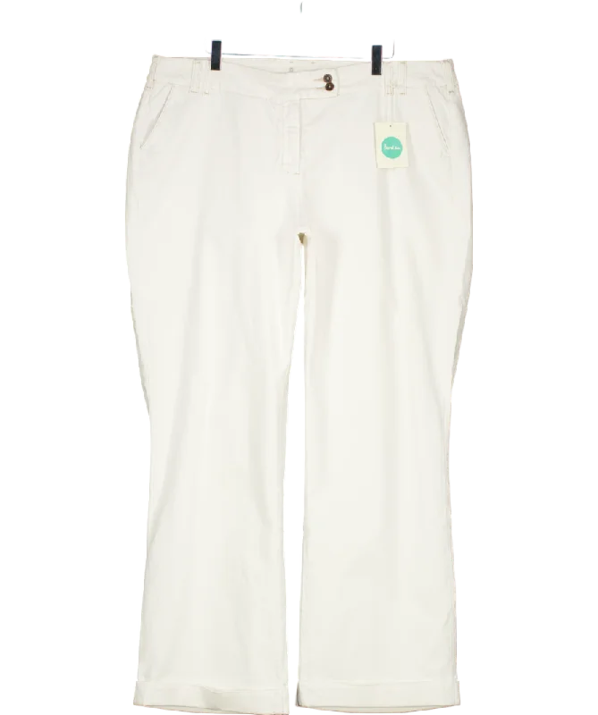 Boden White Double Button Straight Leg Jeans UK 20 Cozy Relaxed Fit Denim Jeans