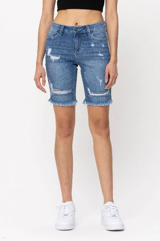 Cello Jeans Medium Wash Bermuda Shorts Casual Bootcut Ripped Jeans