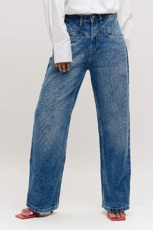 Double Front Yoke Straight Fit Jeans Comfortable Ankle Jeans