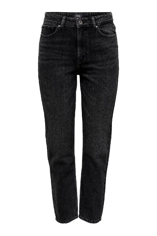 Emily High Waist Jeans - Sort Denim Comfortable Boyfriend Jeans