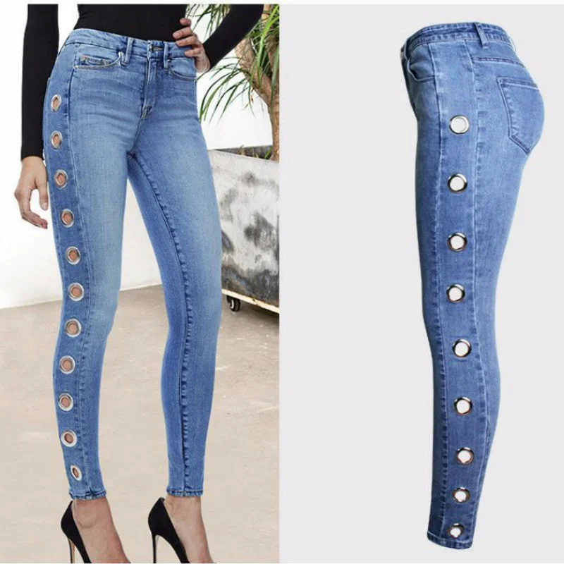 Fashion Tight Hoop Jeans For Women Cozy Relaxed Fit Jeans