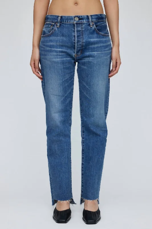 Harris Straight Jeans In Blue Chic Rip-Detail High-Waist Jeans