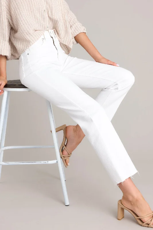 High Standards Washed White Cropped Straight Jeans (RESTOCK JAN 2025) Fashionable Straight Fit Denim