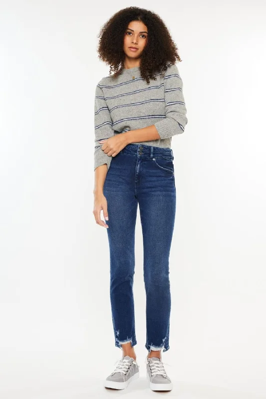 Kancan High Rise Slim Straight Jeans Chic Vintage-Inspired Denim Jeans