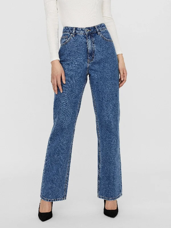 Kithy Løse Jeans - Blå Stylish Paperbag Waist Denim