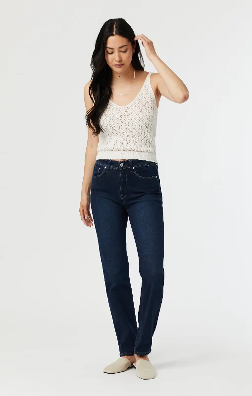 PARIS STRAIGHT LEG JEANS IN DEEP BRUSHED INDIGO SHAPE Stylish High-Waisted Denim