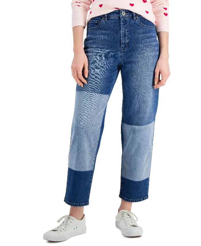 Style & Co Two Tone Straight Crop Jeans Stylish Tapered Fit Jeans