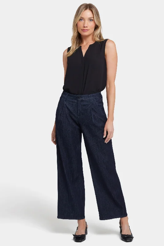 Teresa Wide Leg Ankle Jeans In Petite - Rinse Cozy Tencel Blend Denim Jeans