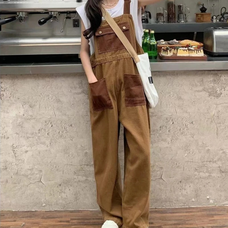 Vintage Harajuku Loose Wide Leg Brown Chic Streetwear Jeans Stylish Acid-Wash Jeans