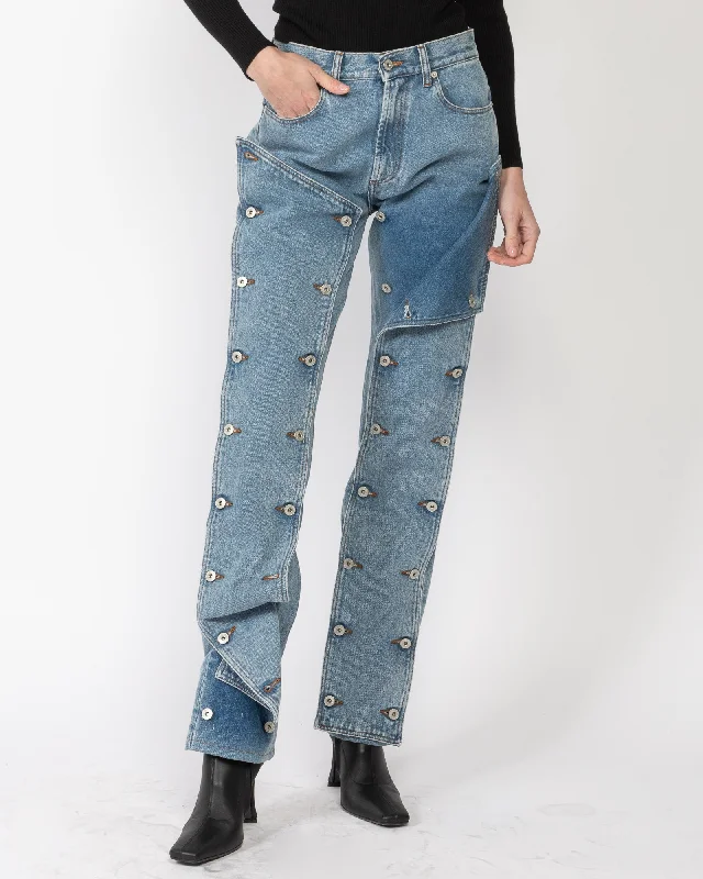 Snap Off Jeans Chic Double Waistband Jeans