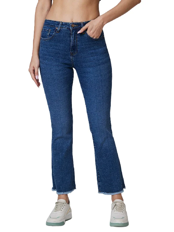 Spykar Mid Rise Bootcut Fit Blue Jeans For Women Classic Slim Fit Jeans