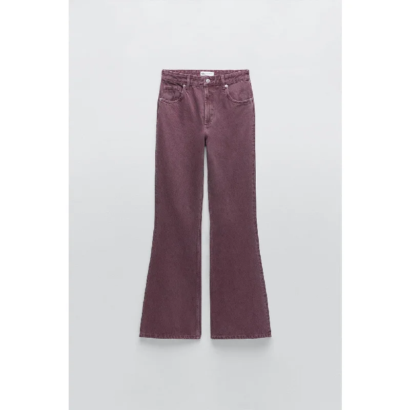 Purple Flare Full length Jeans Trendy Classic Fit Jeans